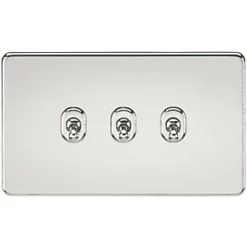 Knightsbridge SF3TOGPC 10AX 3-Gang 2-Way Light Switch Polished Chrome
