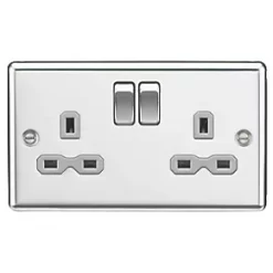 Knightsbridge CL9PCG 13A 2-Gang DP Switched Double Socket Polished Chrome with Colour-Matched Inserts