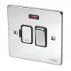 Schneider Electric Ultimate Low Profile 13A Switched Fused Spur with Neon Polished Chrome with Black Inserts -Chrome Switches & Sockets Sales 8661J P