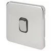 Schneider Electric Lisse Deco 10AX 1-Gang 2-Way Light Switch Polished Chrome with Black Inserts -Chrome Switches & Sockets Sales 872FF P