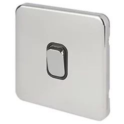 Schneider Electric Lisse Deco 10AX 1-Gang 2-Way Light Switch Polished Chrome with Black Inserts