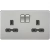 Knightsbridge SFR9000BC 13A 2-Gang DP Switched Double Socket Brushed Chrome with Black Inserts -Chrome Switches & Sockets Sales 873TY P