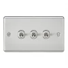Knightsbridge CLTOG3BC 10AX 3-Gang 2-Way Light Switch Brushed Chrome -Chrome Switches & Sockets Sales 879TY P