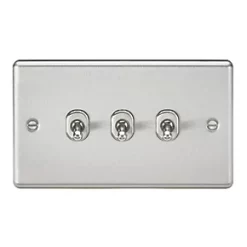 Knightsbridge CLTOG3BC 10AX 3-Gang 2-Way Light Switch Brushed Chrome