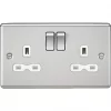 Knightsbridge CL9BCW 13A 2-Gang DP Switched Double Socket Brushed Chrome with White Inserts -Chrome Switches & Sockets Sales 881TY P