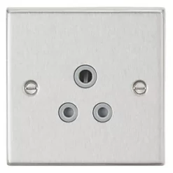 Knightsbridge CS5ABCG 5A 1-Gang Unswitched Socket Brushed Chrome with Colour-Matched Inserts
