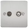Knightsbridge FP0140BC Isolated Coaxial TV & F-Type Satellite Socket Brushed Chrome -Chrome Switches & Sockets Sales 888VF P