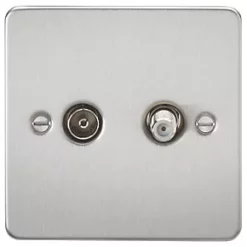 Knightsbridge FP0140BC Isolated Coaxial TV & F-Type Satellite Socket Brushed Chrome