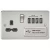 Knightsbridge FPR7USB4BC 13A 1-Gang SP Switched Socket + 5.1A 4-Outlet Type A USB Charger Brushed Chrome with Black Inserts 1 Knightsbridge FPR7USB4BC 13A 1-Gang SP Switched Socket + 5.1A 4-Outlet Type A USB Charger Brushed Chrome with Black Inserts -Chrome Switches & Sockets Sales 890TY P