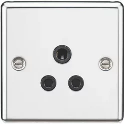 Knightsbridge CL5APC 5A 1-Gang Unswitched Socket Polished Chrome with Black Inserts