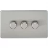 Knightsbridge SF2183BC 3-Gang 2-Way LED Dimmer Switch Brushed Chrome -Chrome Switches & Sockets Sales 904TX P