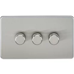 Knightsbridge SF2183BC 3-Gang 2-Way LED Dimmer Switch Brushed Chrome