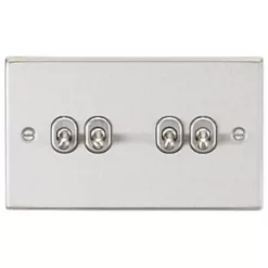 Knightsbridge CSTOG4BC 10AX 4-Gang 2-Way Light Switch Brushed Chrome