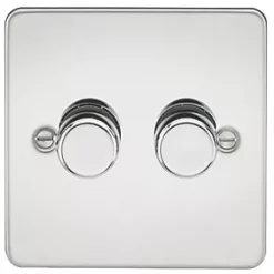 Knightsbridge FP2182PC 2-Gang 2-Way LED Dimmer Switch Polished Chrome