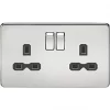 Knightsbridge SFR9000PC 13A 2-Gang DP Switched Double Socket Polished Chrome with Black Inserts -Chrome Switches & Sockets Sales 915TY P