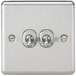 Knightsbridge CLTOG2BC 10AX 2-Gang 2-Way Light Switch Brushed Chrome