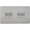 Knightsbridge SF4100BC 10AX 4-Gang 2-Way Light Switch Brushed Chrome -Chrome Switches & Sockets Sales 920VF P