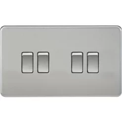 Knightsbridge SF4100BC 10AX 4-Gang 2-Way Light Switch Brushed Chrome