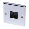 LAP 10AX 2-Gang 2-Way Light Switch Polished Chrome with Black Inserts -Chrome Switches & Sockets Sales 92805 P