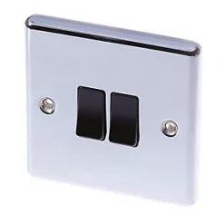 LAP 10AX 2-Gang 2-Way Light Switch Polished Chrome with Black Inserts