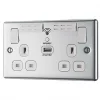 LAP 13A 2-Gang SP Switched Wi-Fi Extender Socket + 2.1A 1-Outlet Type A USB Charger Polished Chrome with White Inserts -Chrome Switches & Sockets Sales 933HF P