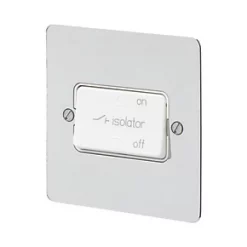 MK Edge 10A 1-Gang 3-Pole Fan Isolator Switch Polished Chrome with White Inserts