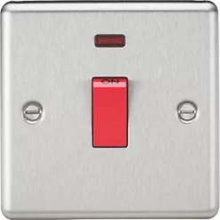Knightsbridge CL81NBC 45A 1-Gang DP Control Switch Brushed Chrome with LED