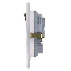 Schneider Electric Ultimate Low Profile 13A 1-Gang SP Switched Plug Socket Polished Chrome with White Inserts -Chrome Switches & Sockets Sales 9434J A2