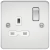 Knightsbridge FPR7000PCW 13A 1-Gang DP Switched Single Socket Polished Chrome with White Inserts -Chrome Switches & Sockets Sales 950TY P