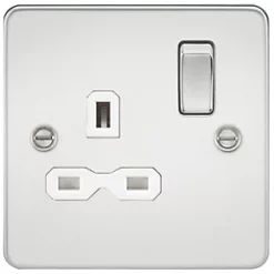 Knightsbridge FPR7000PCW 13A 1-Gang DP Switched Single Socket Polished Chrome with White Inserts