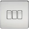 Knightsbridge SF4000PC 10AX 3-Gang 2-Way Light Switch Polished Chrome -Chrome Switches & Sockets Sales 954TY P