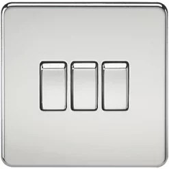 Knightsbridge SF4000PC 10AX 3-Gang 2-Way Light Switch Polished Chrome