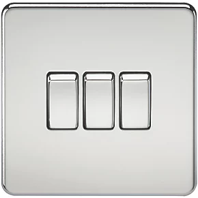 Knightsbridge SF4000PC 10AX 3-Gang 2-Way Light Switch Polished Chrome 3 Knightsbridge SF4000PC 10AX 3-Gang 2-Way Light Switch Polished Chrome