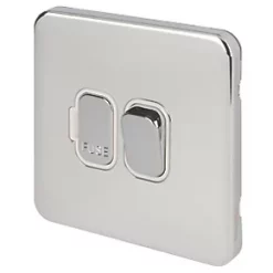Schneider Electric Lisse Deco 13A Switched Fused Spur Polished Chrome with White Inserts