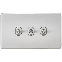 Knightsbridge SF3TOGBC 10AX 3-Gang 2-Way Light Switch Brushed Chrome