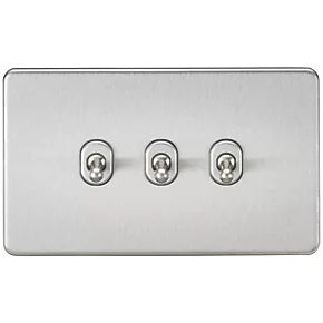 Knightsbridge SF3TOGBC 10AX 3-Gang 2-Way Light Switch Brushed Chrome 3 Knightsbridge SF3TOGBC 10AX 3-Gang 2-Way Light Switch Brushed Chrome