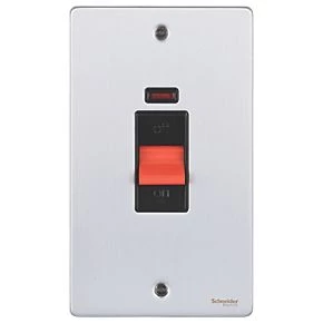 Schneider Electric Ultimate Low Profile 50A 2-Gang DP Control Switch Brushed Chrome with Neon with Black Inserts 4 Schneider Electric Ultimate Low Profile 50A 2-Gang DP Control Switch Brushed Chrome with Neon with Black Inserts - Image 2