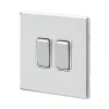 MK Aspect 10AX 2-Gang 2-Way Switch Polished Chrome with White Inserts -Chrome Switches & Sockets Sales 957FF P