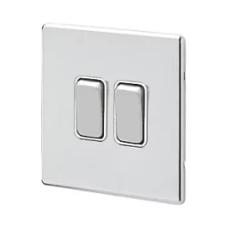 MK Aspect 10AX 2-Gang 2-Way Switch Polished Chrome with White Inserts