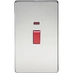 Knightsbridge SF8332NPC 45A 2-Gang DP Control Switch Polished Chrome with LED