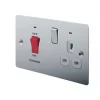 LAP 45A 2-Gang DP Cooker Switch & 13A DP Switched Socket Polished Chrome with LED with White Inserts -Chrome Switches & Sockets Sales 95889 P