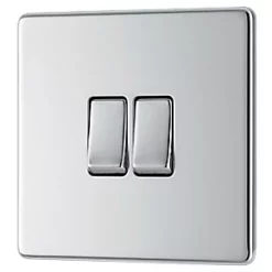 LAP 20A 16AX 2-Gang 2-Way Light Switch Polished Chrome