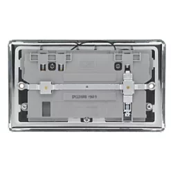 LAP 13A 2-Gang SP Switched Wi-Fi Extender Socket + 2.1A 1-Outlet Type A USB Charger Polished Chrome with Black Inserts -Chrome Switches & Sockets Sales 964HF A3