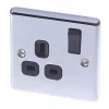 LAP 13A 1-Gang SP Switched Plug Socket Polished Chrome with Black Inserts -Chrome Switches & Sockets Sales 9694C P