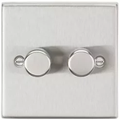 Knightsbridge CS2182BC 2-Gang 2-Way LED Dimmer Switch Brushed Chrome