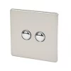 Varilight 6AX 2-Gang 2-Way Light Switch Satin Chrome -Chrome Switches & Sockets Sales 9722H P