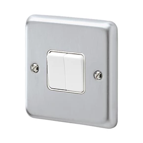 MK Albany Plus 10AX 2-Gang 2-Way Switch Brushed Chrome with White Inserts 3 MK Albany Plus 10AX 2-Gang 2-Way Switch Brushed Chrome with White Inserts