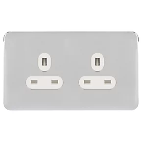 Schneider Electric Lisse Deco 13A 2-Gang Unswitched Plug Socket Polished Chrome with White Inserts 4 Schneider Electric Lisse Deco 13A 2-Gang Unswitched Plug Socket Polished Chrome with White Inserts - Image 2