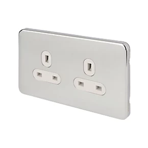 Schneider Electric Lisse Deco 13A 2-Gang Unswitched Plug Socket Polished Chrome with White Inserts 3 Schneider Electric Lisse Deco 13A 2-Gang Unswitched Plug Socket Polished Chrome with White Inserts