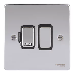 Schneider Electric Ultimate Low Profile 13A Switched Fused Spur Polished Chrome with Black Inserts 4 Schneider Electric Ultimate Low Profile 13A Switched Fused Spur Polished Chrome with Black Inserts - Image 2